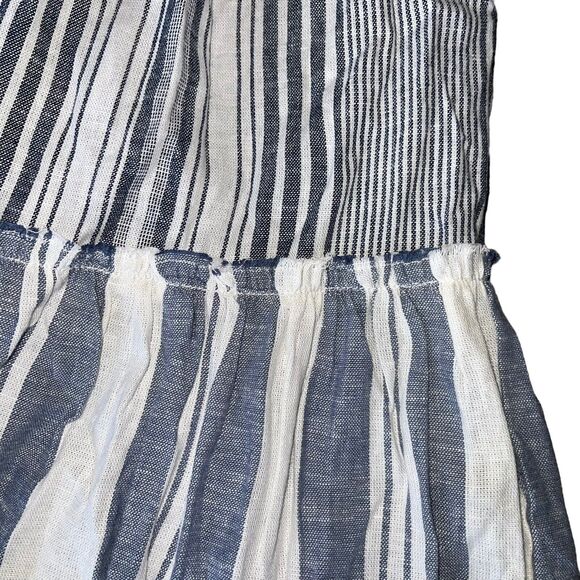 J Crew NWT Chambray Cover-up Dress S Small Midi Tiered Linen Blue White New Boho - Picture 9 of 11